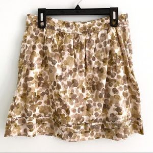 Cotton Skirt by LOFT w/ Sage and Olive Green Watercolor Print Flattering A-Line